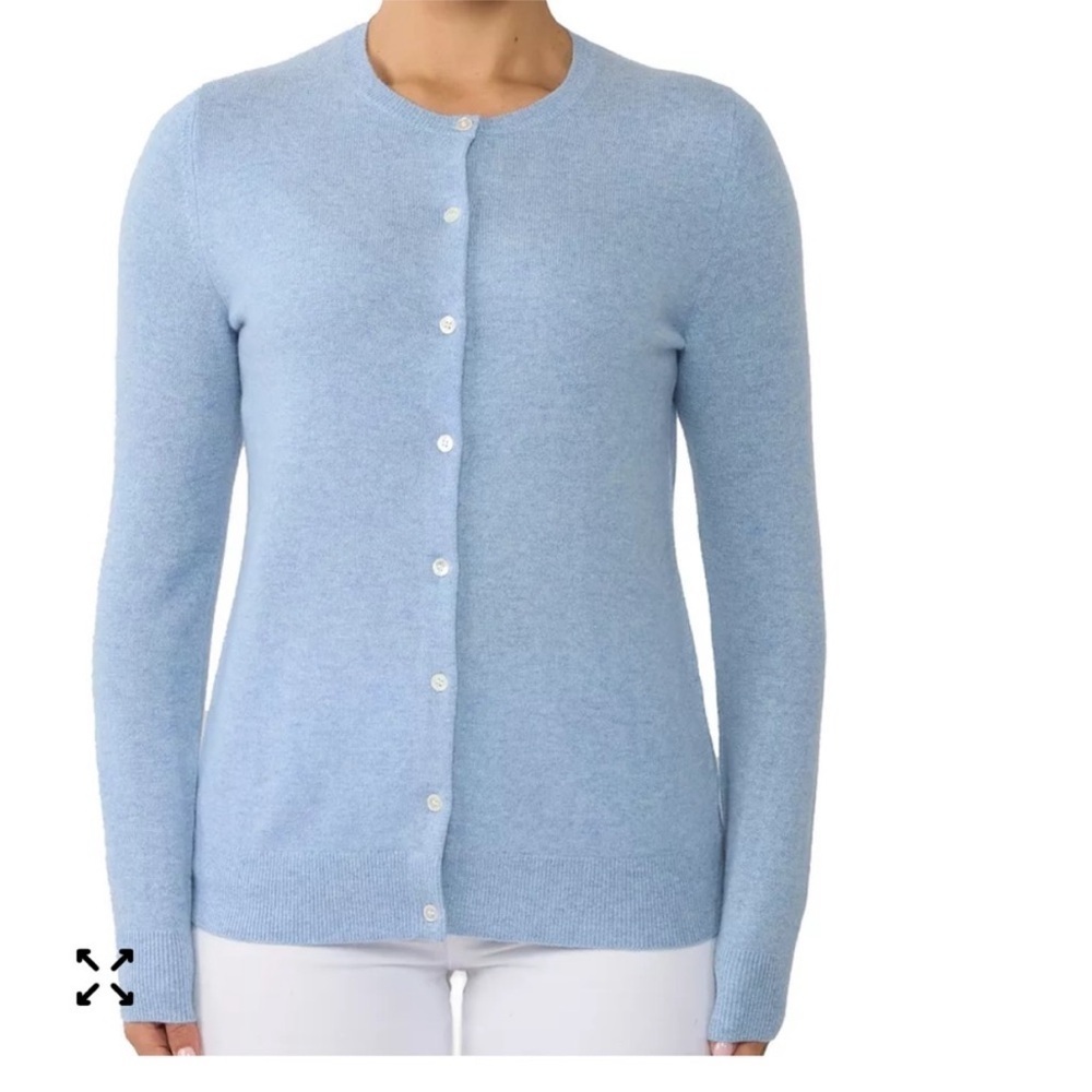 Jennie Liu Cashmere Cardigan Sweater Light Blue Medium M